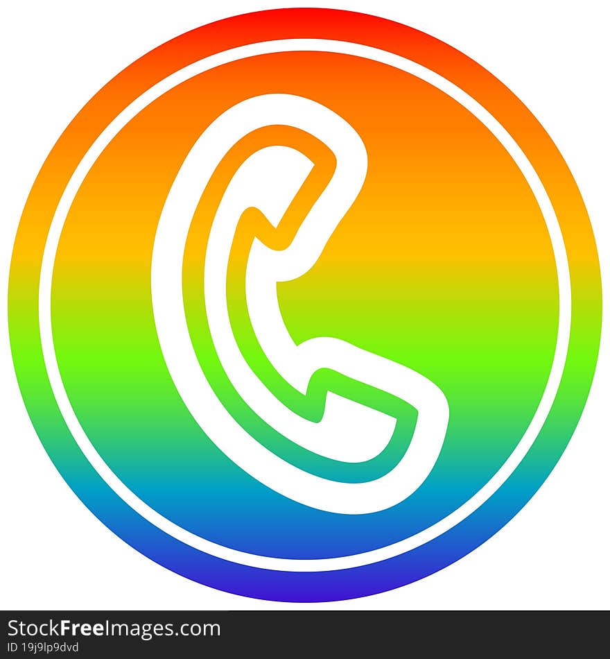 Telephone Handset Circular In Rainbow Spectrum