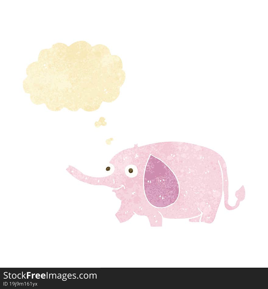 cartoon funny little elephant with thought bubble