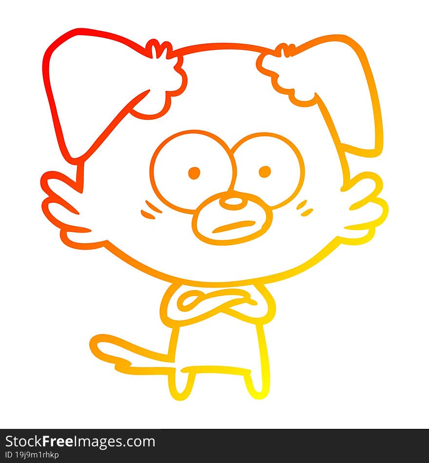 Warm Gradient Line Drawing Nervous Dog Cartoon