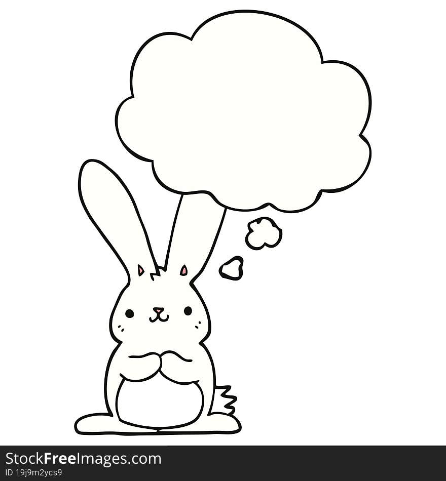 Cartoon Rabbit And Thought Bubble