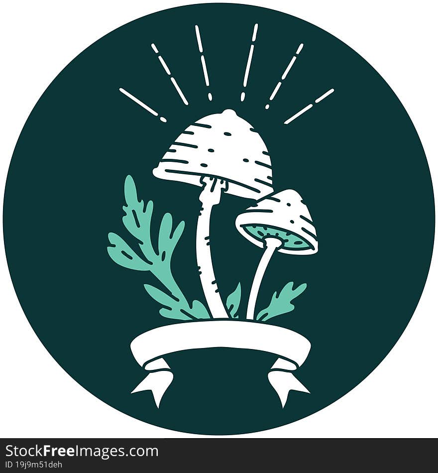 Icon Of Tattoo Style Mushrooms