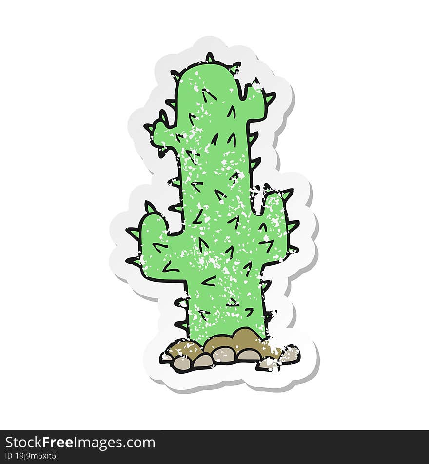 retro distressed sticker of a cartoon cactus