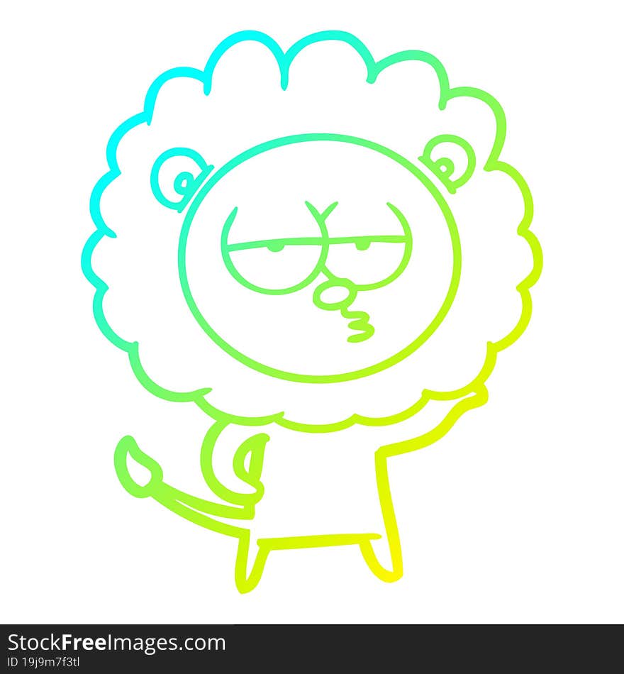 cold gradient line drawing cartoon bored lion