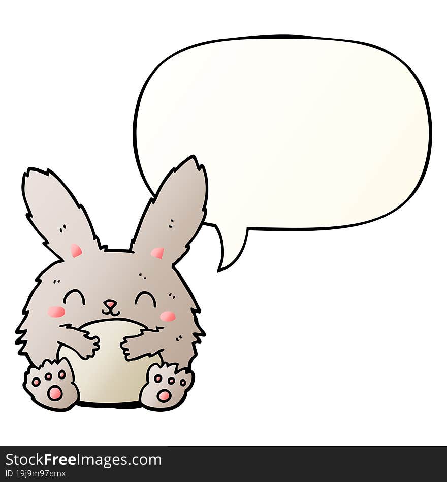 Cute Cartoon Rabbit And Speech Bubble In Smooth Gradient Style