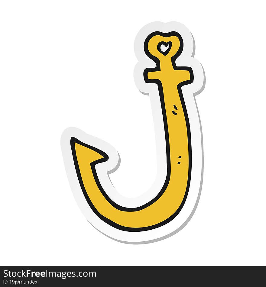 Sticker Of A Cartoon Hook