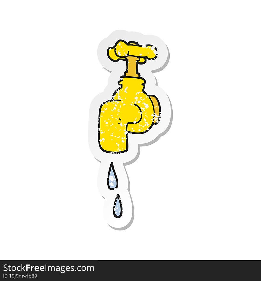 retro distressed sticker of a cartoon dripping faucet