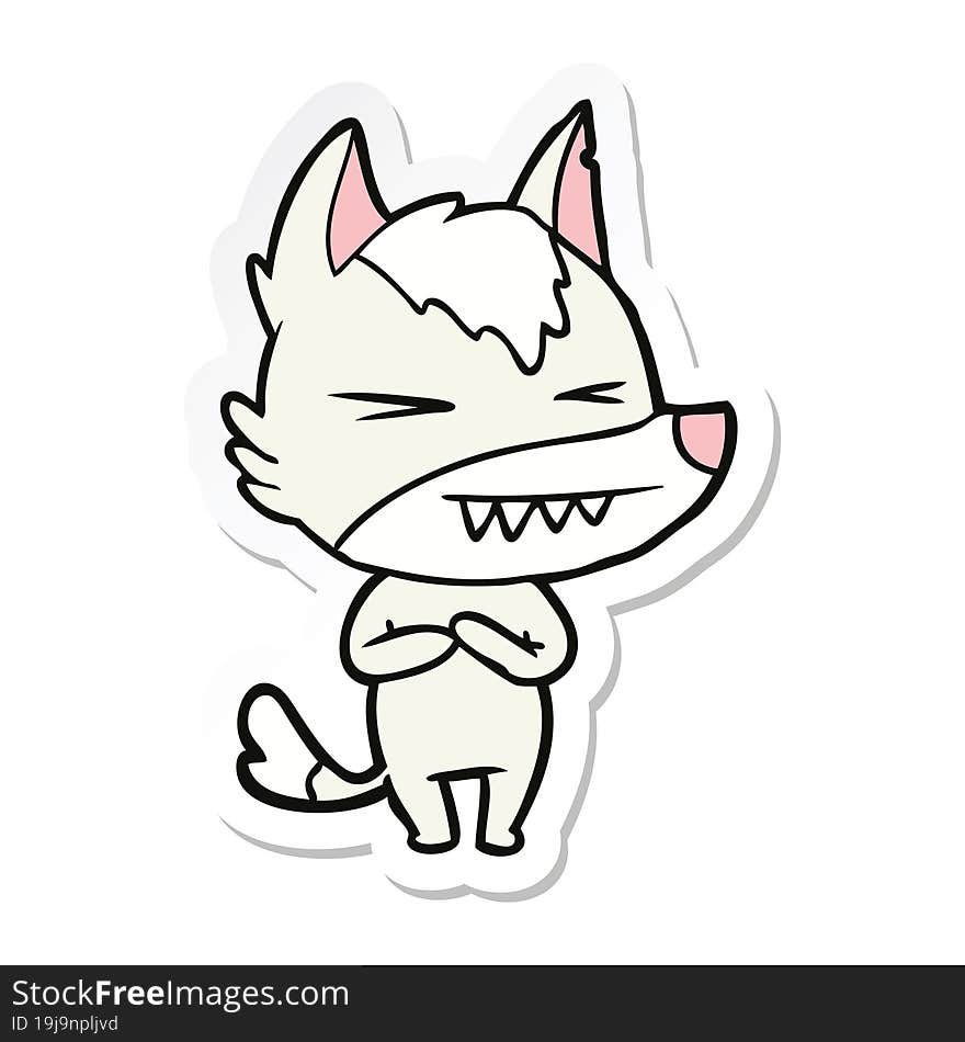 sticker of a angry wolf cartoon