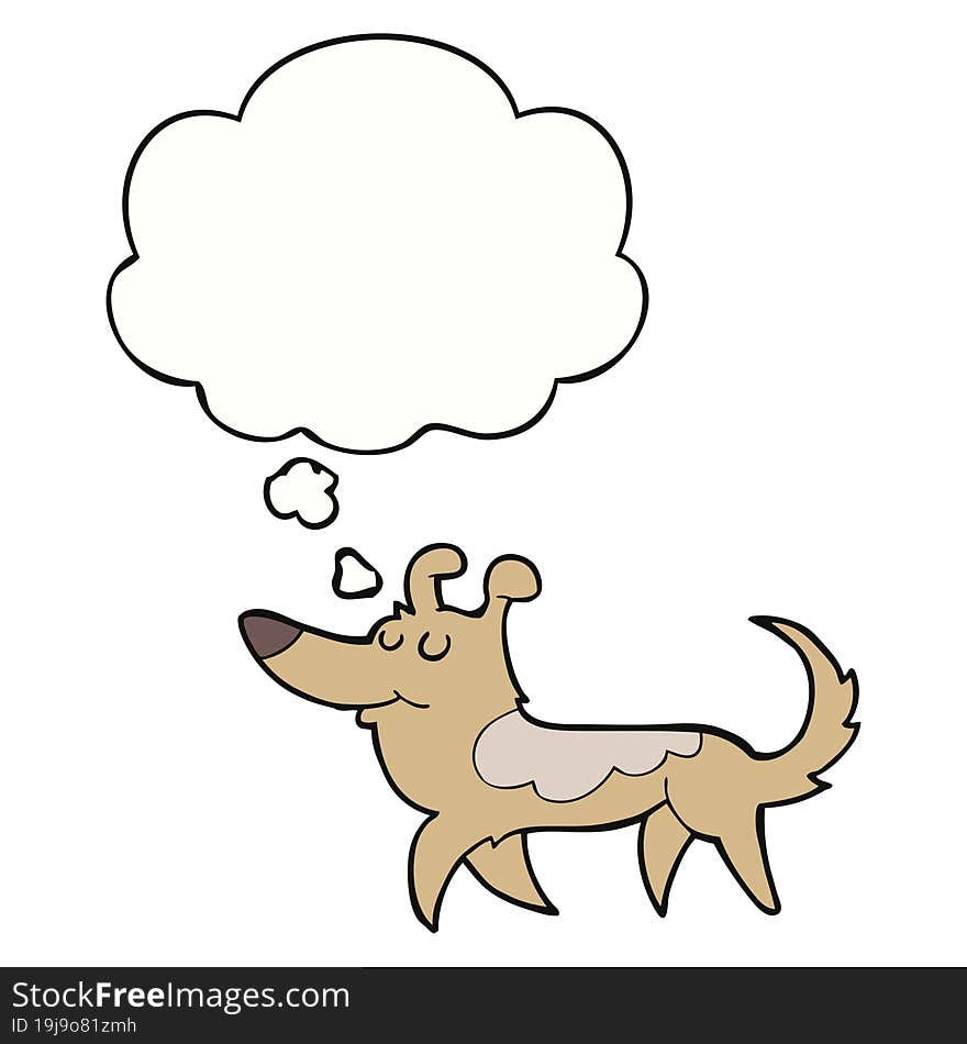 Cartoon Dog And Thought Bubble