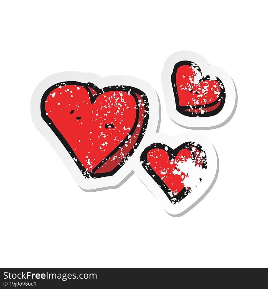 retro distressed sticker of a cartoon hearts