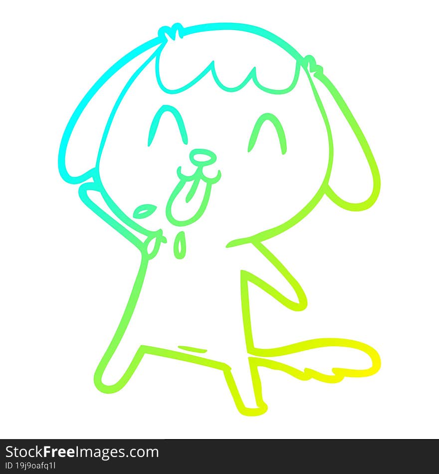 cold gradient line drawing of a cute cartoon dog