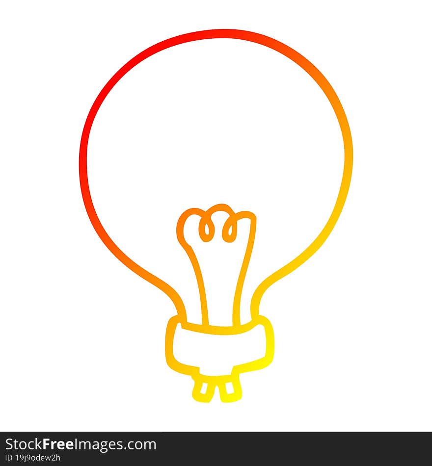 warm gradient line drawing of a cartoon light bulb