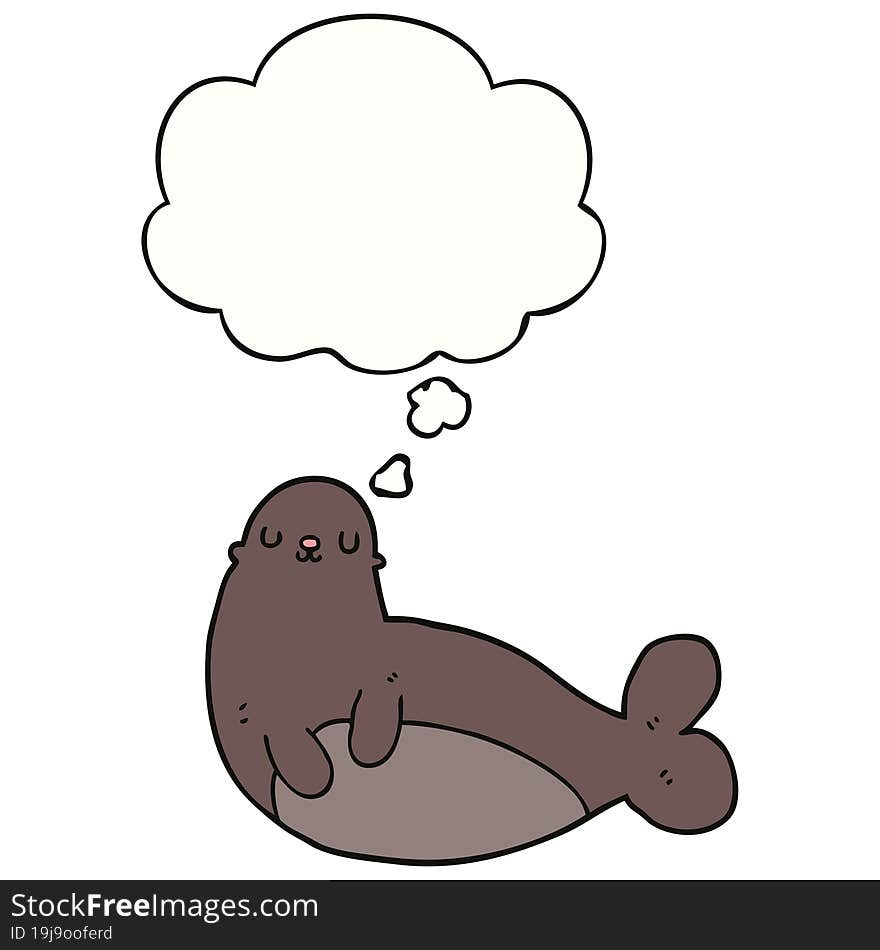 cartoon seal and thought bubble