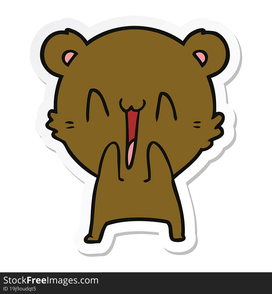 Sticker Of A Happy Bear Cartoon