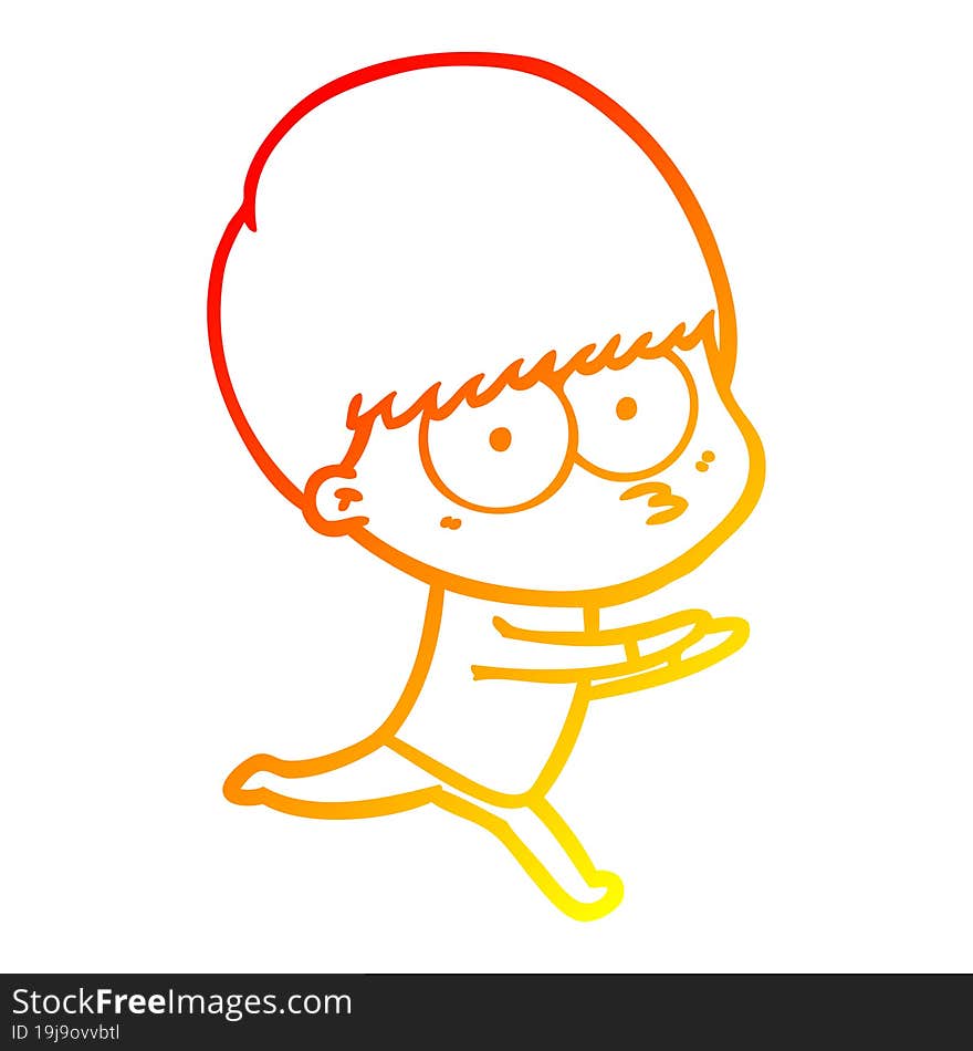 Warm Gradient Line Drawing Nervous Cartoon Boy