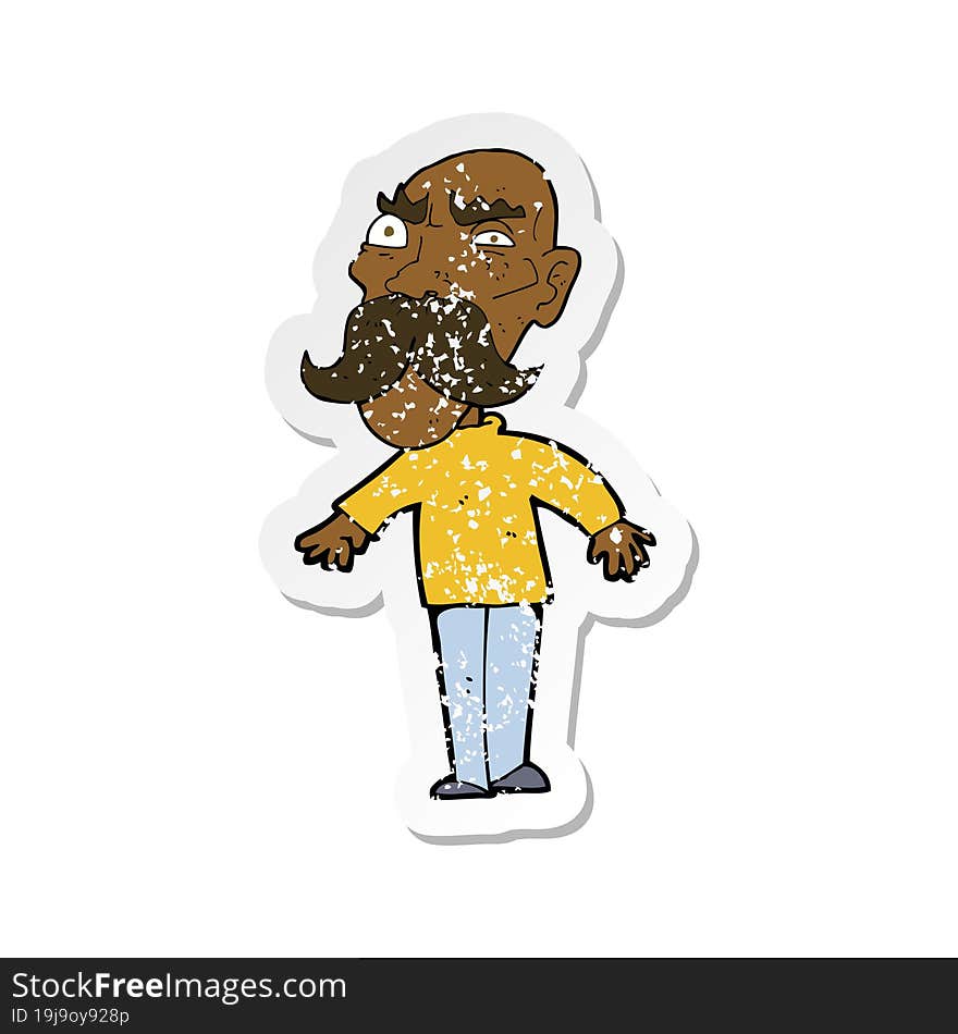 retro distressed sticker of a cartoon angry old man