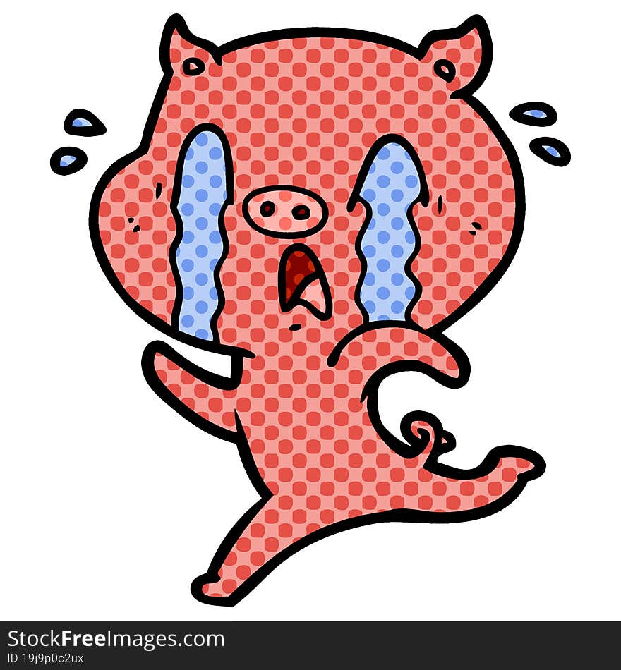 crying pig cartoon. crying pig cartoon