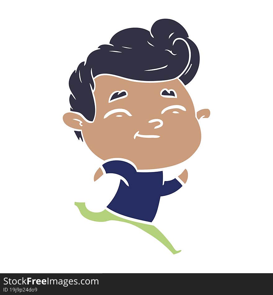 running flat color style cartoon man