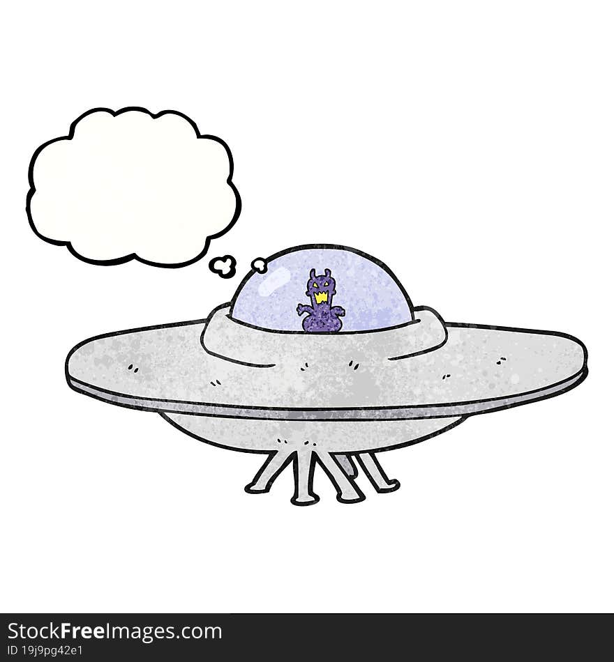 thought bubble textured cartoon UFO