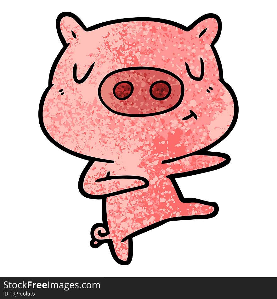 cartoon content pig dancing. cartoon content pig dancing