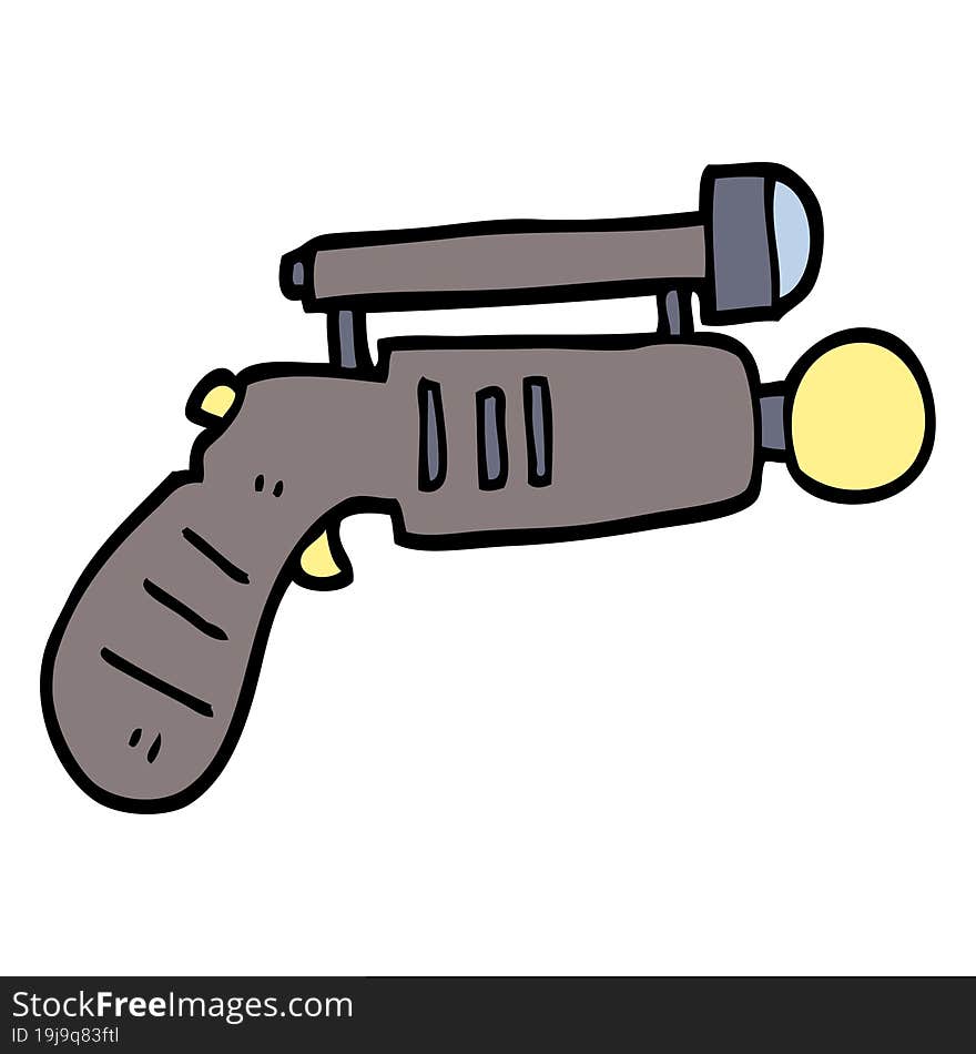 hand drawn doodle style cartoon ray gun