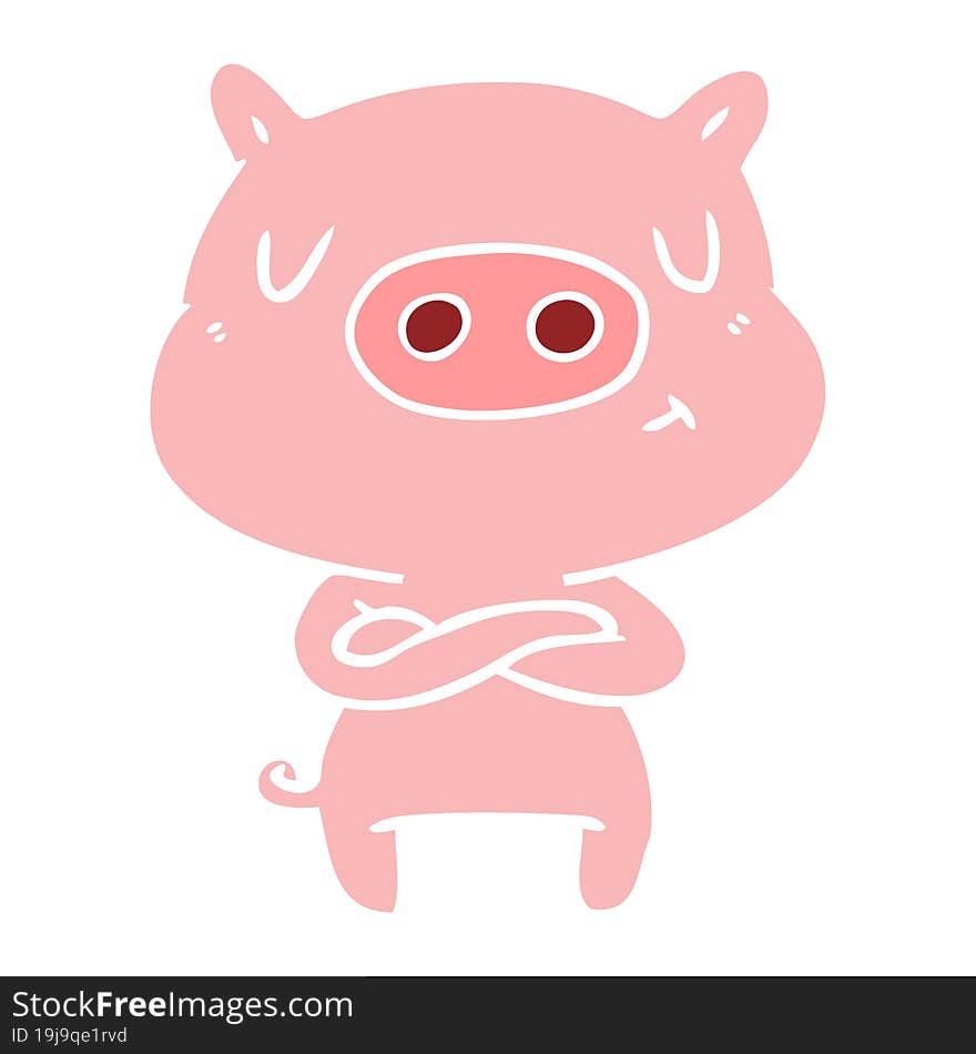 flat color style cartoon content pig