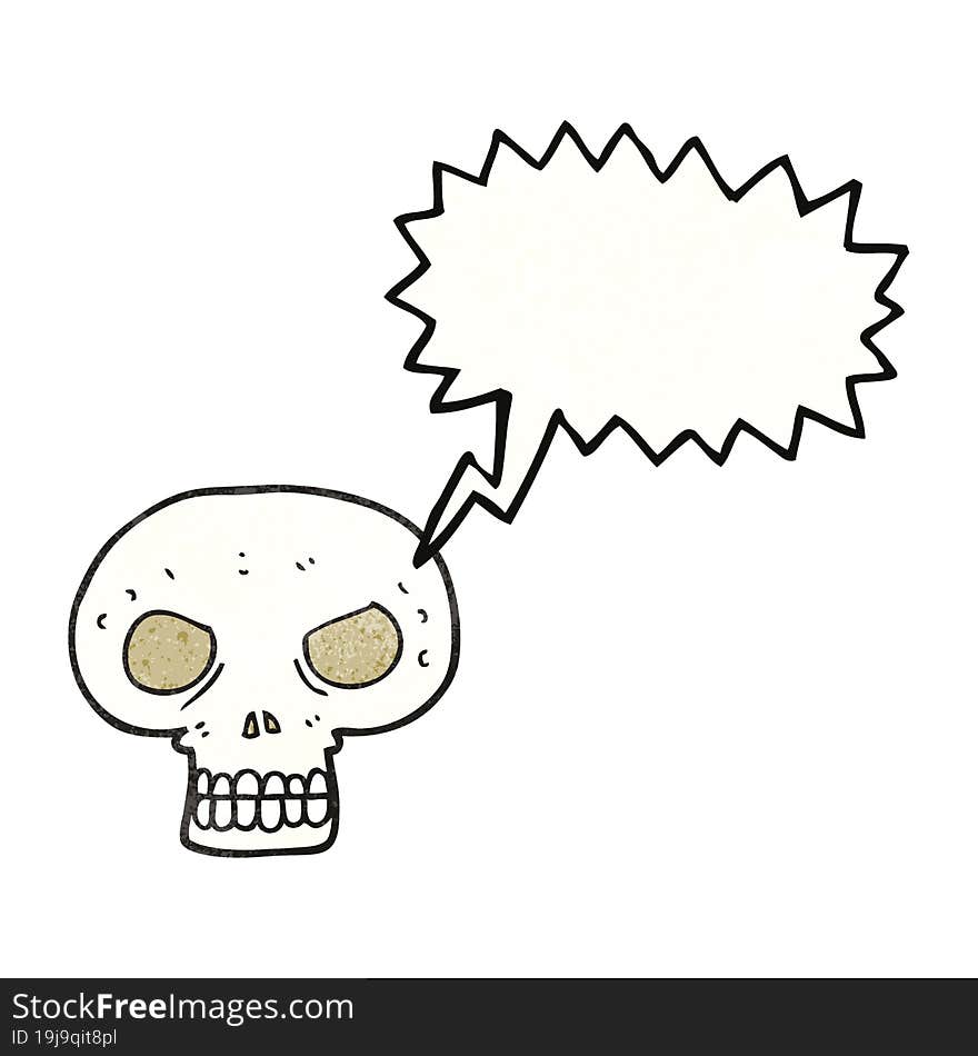 Speech Bubble Textured Cartoon Skull