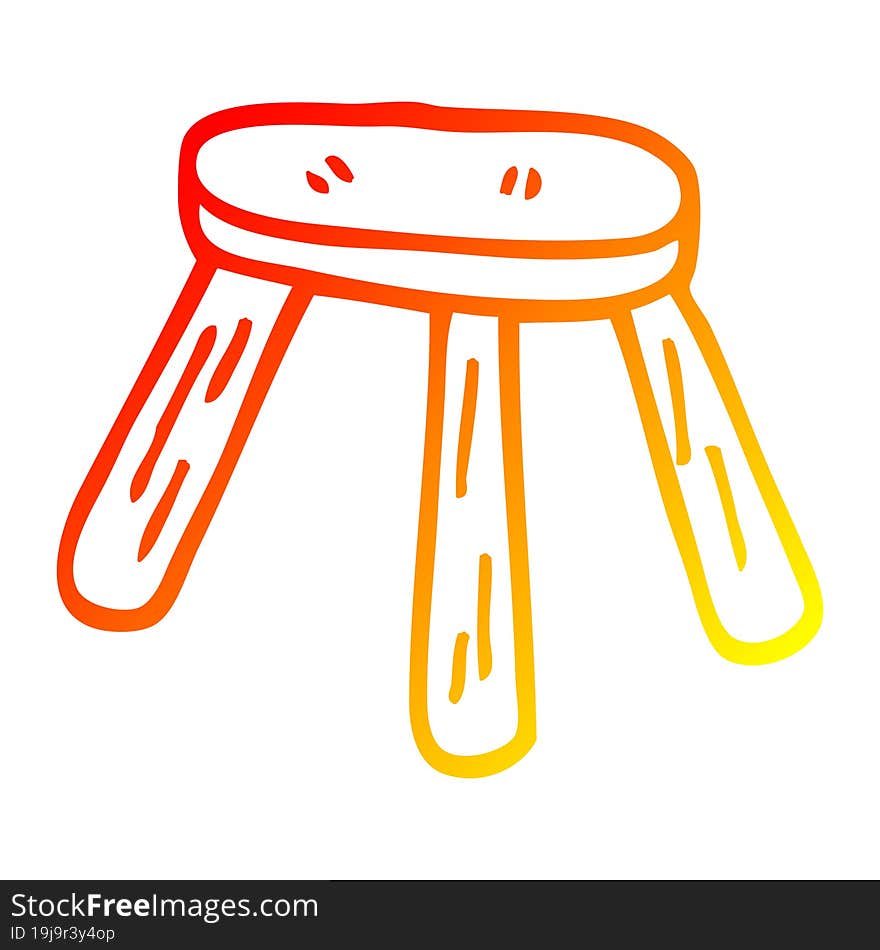 warm gradient line drawing of a cartoon low stool