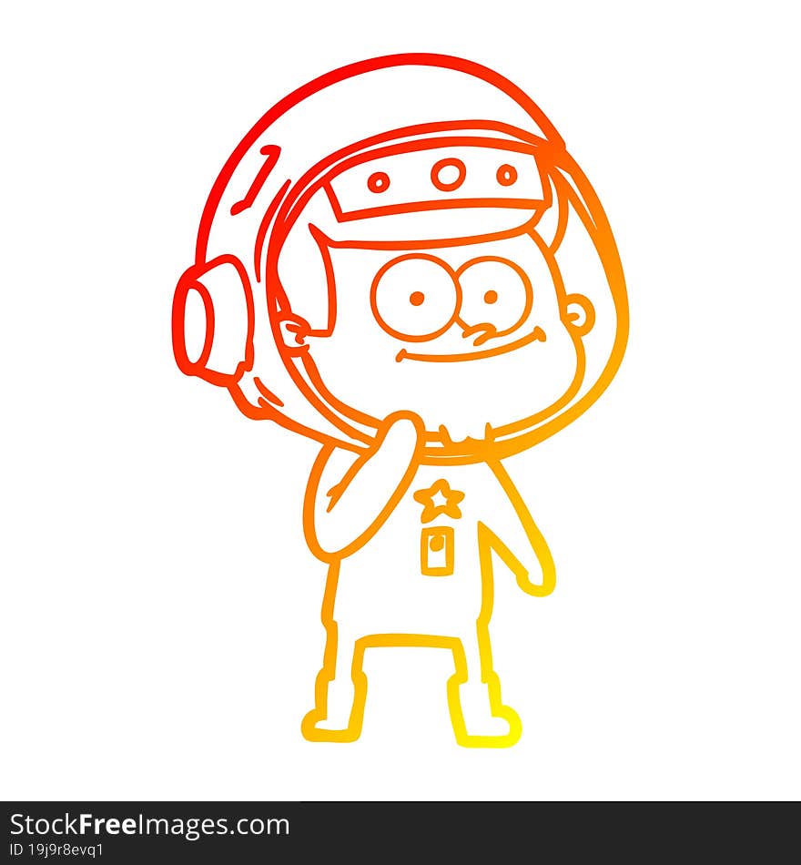 warm gradient line drawing of a happy astronaut cartoon