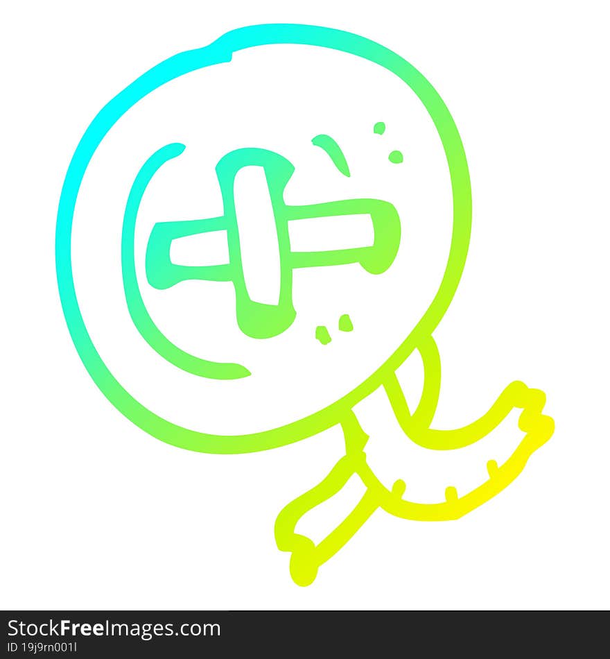 cold gradient line drawing cartoon button