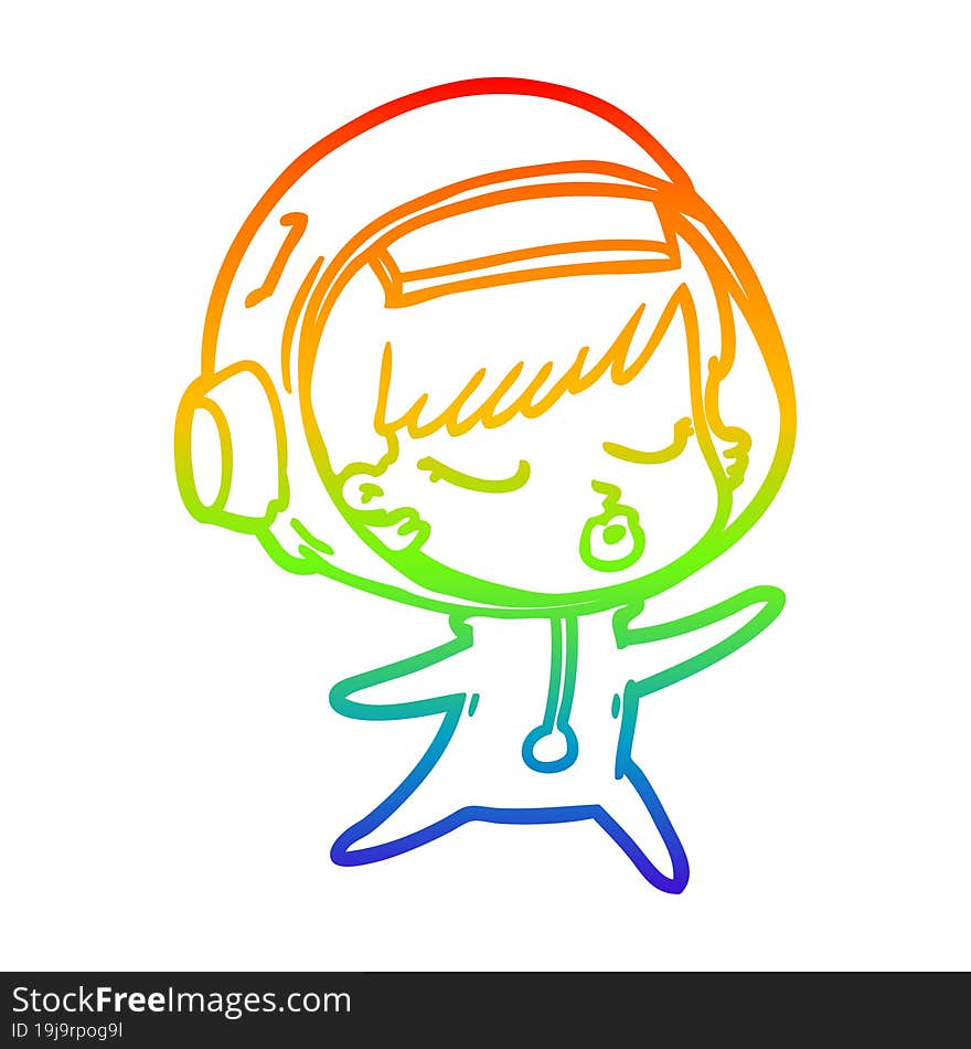 rainbow gradient line drawing cartoon pretty astronaut girl