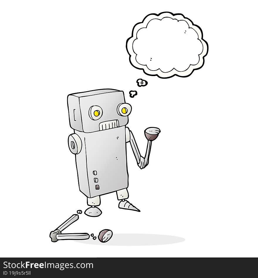 thought bubble cartoon broken robot