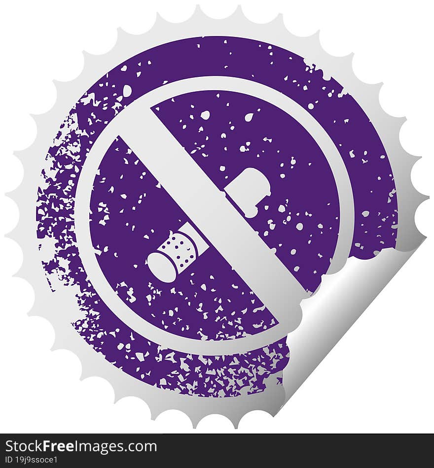 Distressed Circular Peeling Sticker Symbol No Smoking Allowed Sign