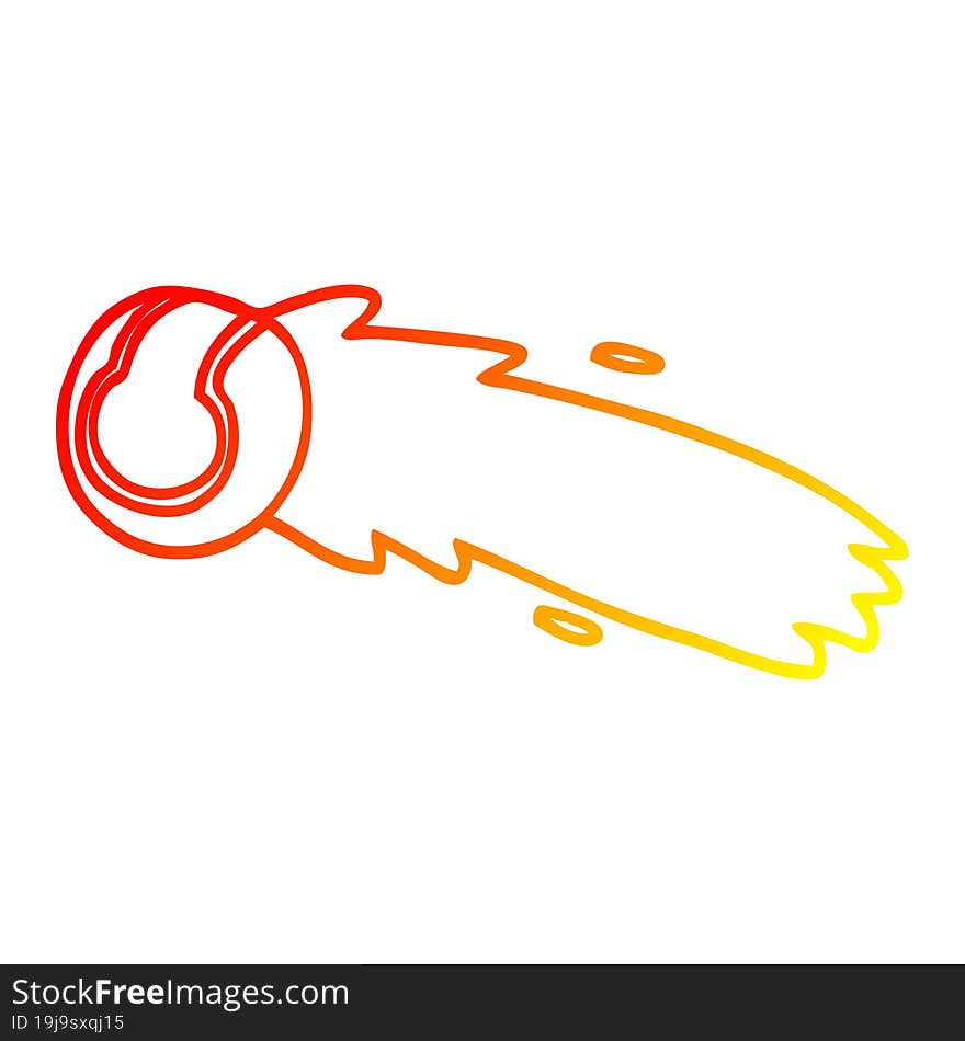 Warm Gradient Line Drawing Cartoon Flying Tennis Ball