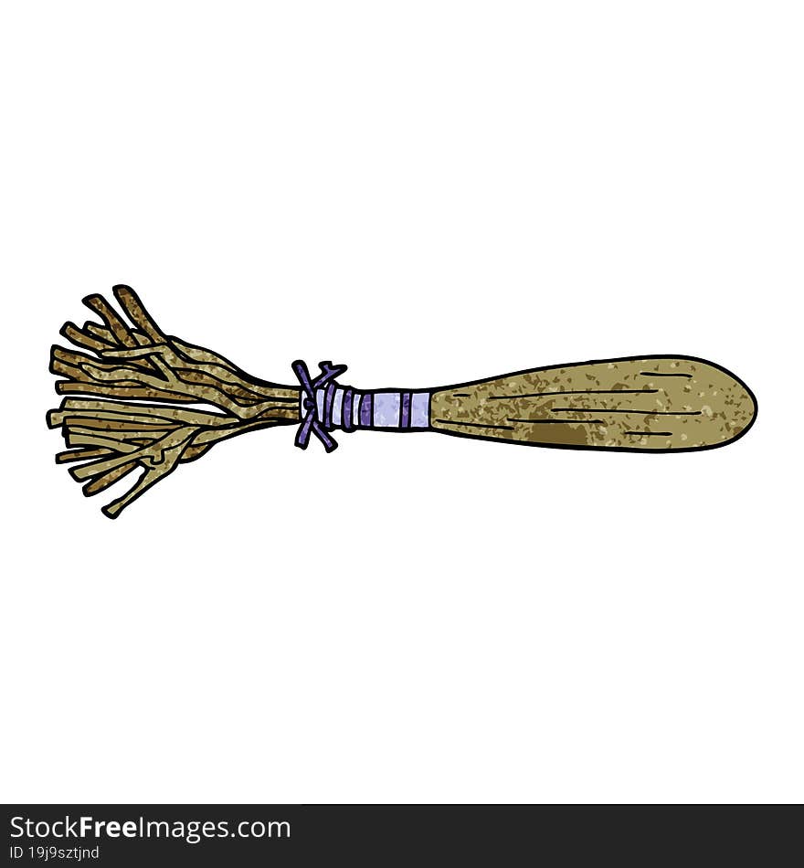 cartoon doodle magic broom