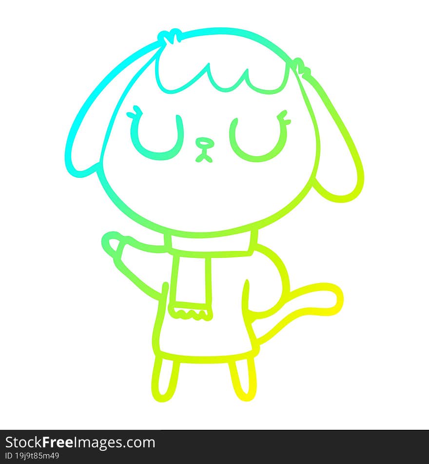 Cold Gradient Line Drawing Cute Cartoon Dog