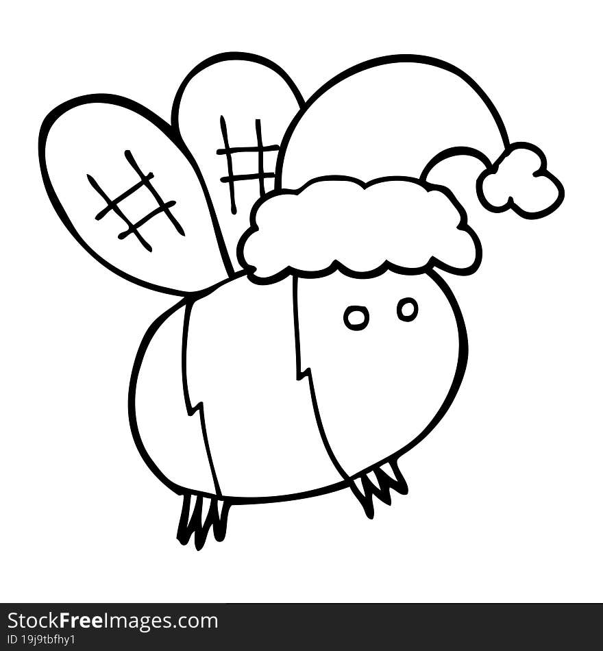 cute cartoon bee wearing christmas hat