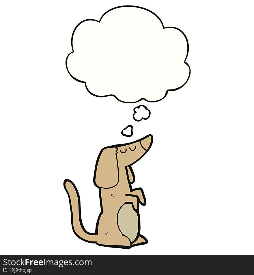 cartoon dog with thought bubble. cartoon dog with thought bubble