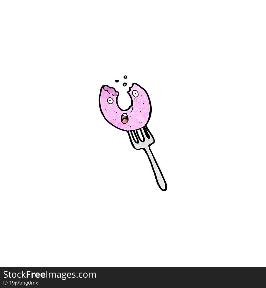 Cartoon Doughnut On Fork