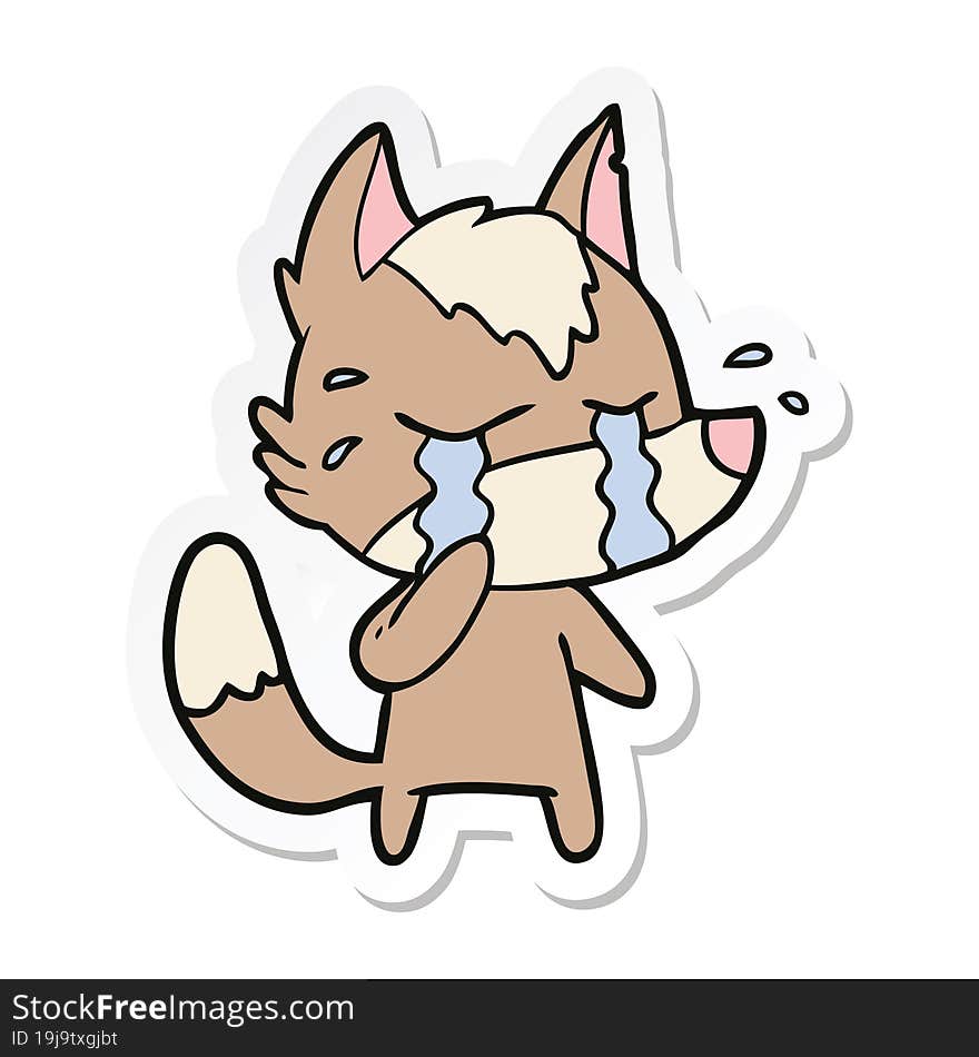 sticker of a cartoon crying wolf