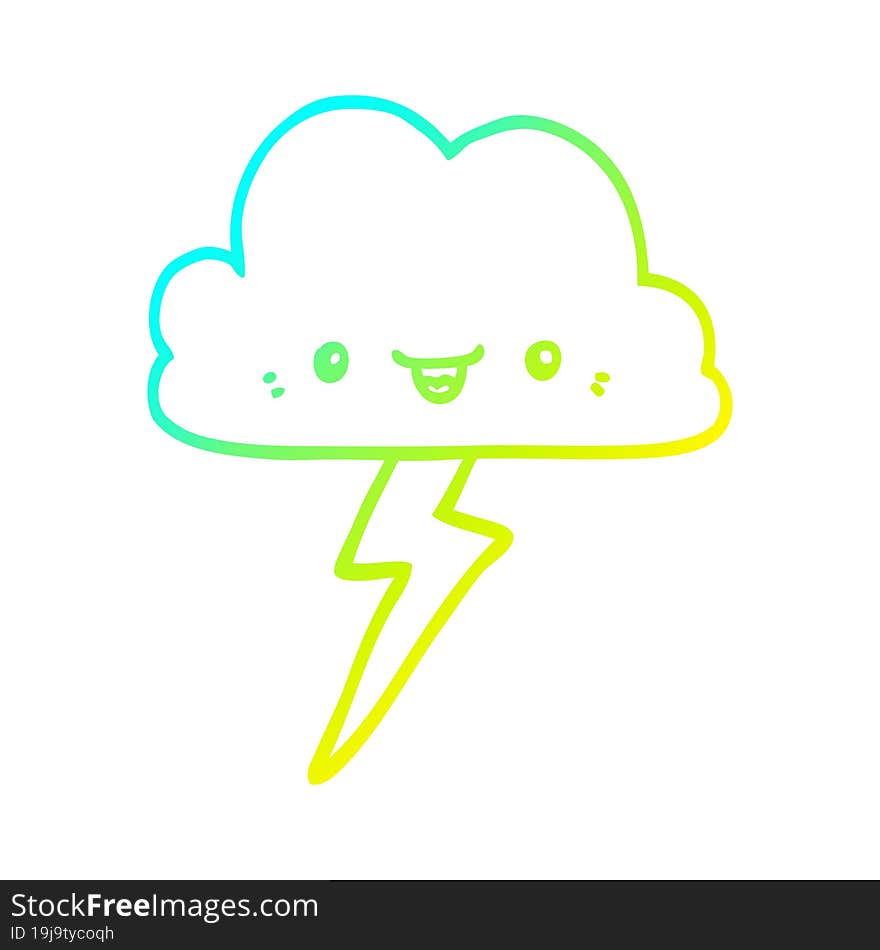 cold gradient line drawing cartoon storm cloud