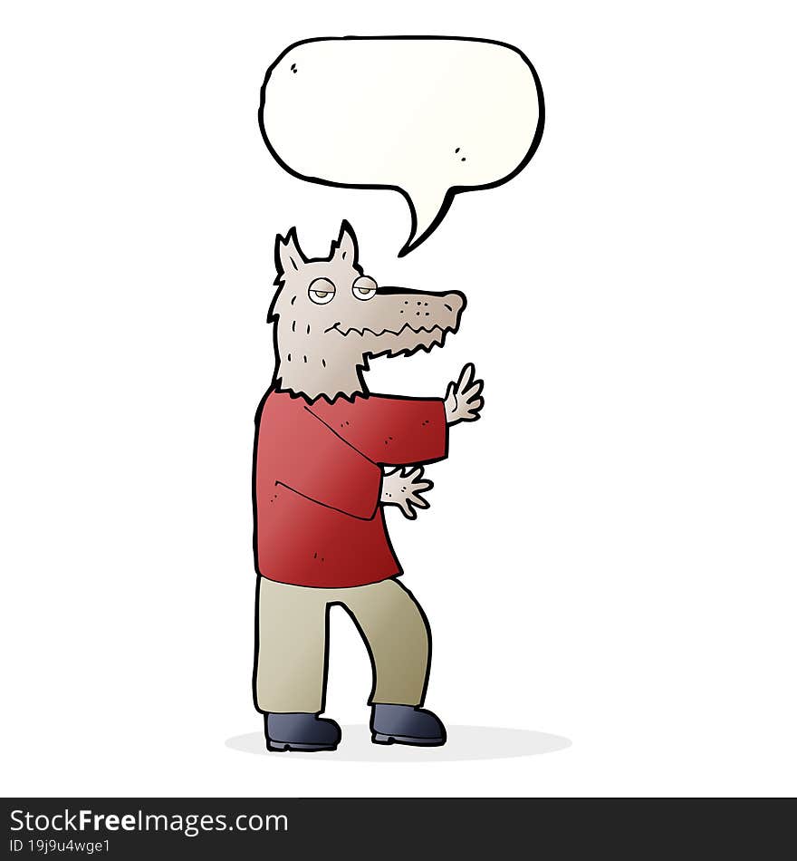 cartoon werewolf with speech bubble