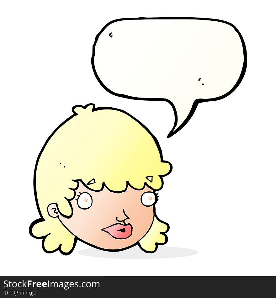 cartoon female face with speech bubble