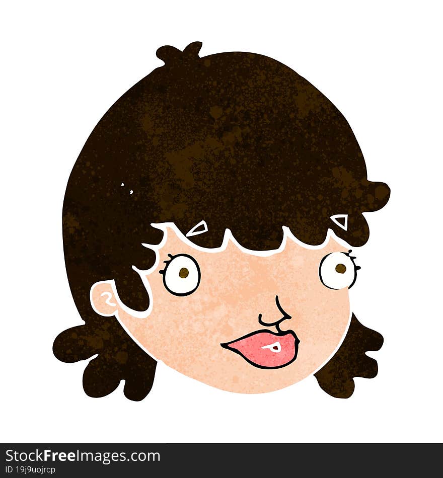 Cartoon Female Face With Surprised Expression