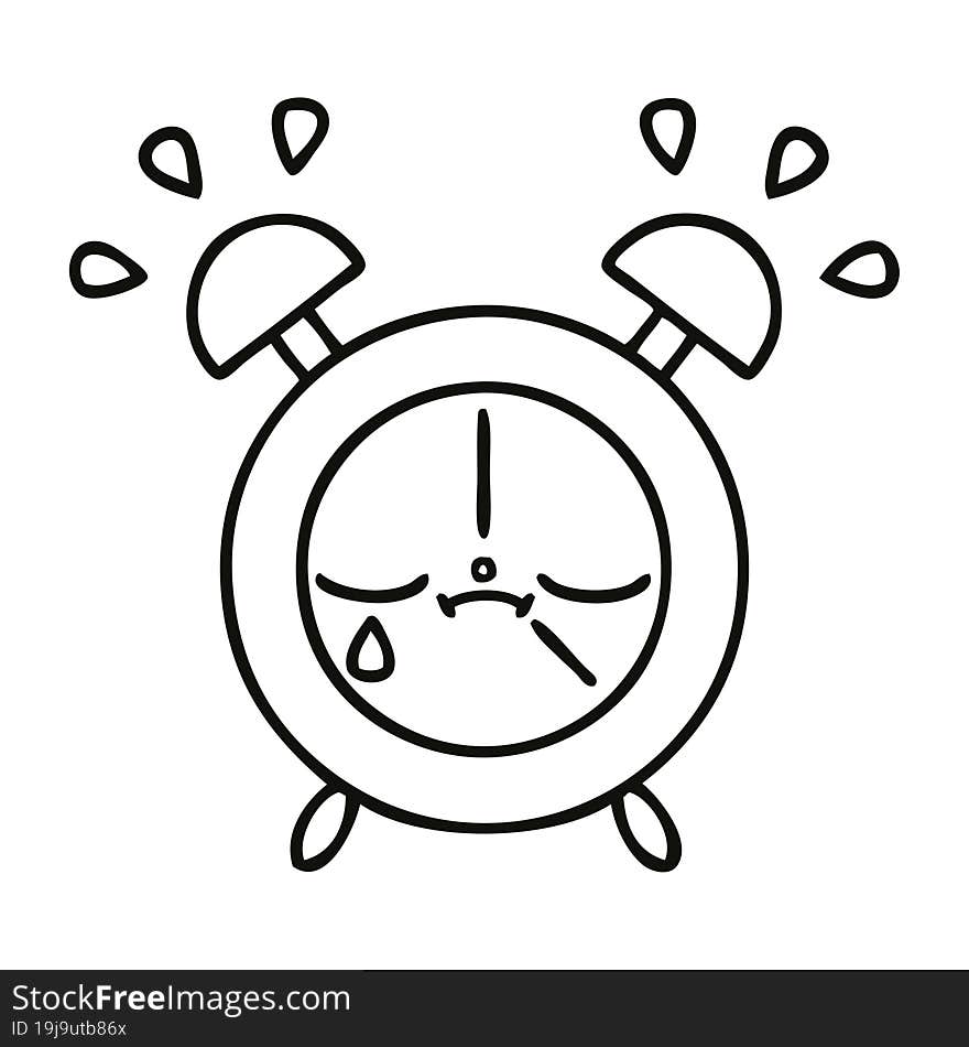 Line Drawing Cartoon Alarm Clock