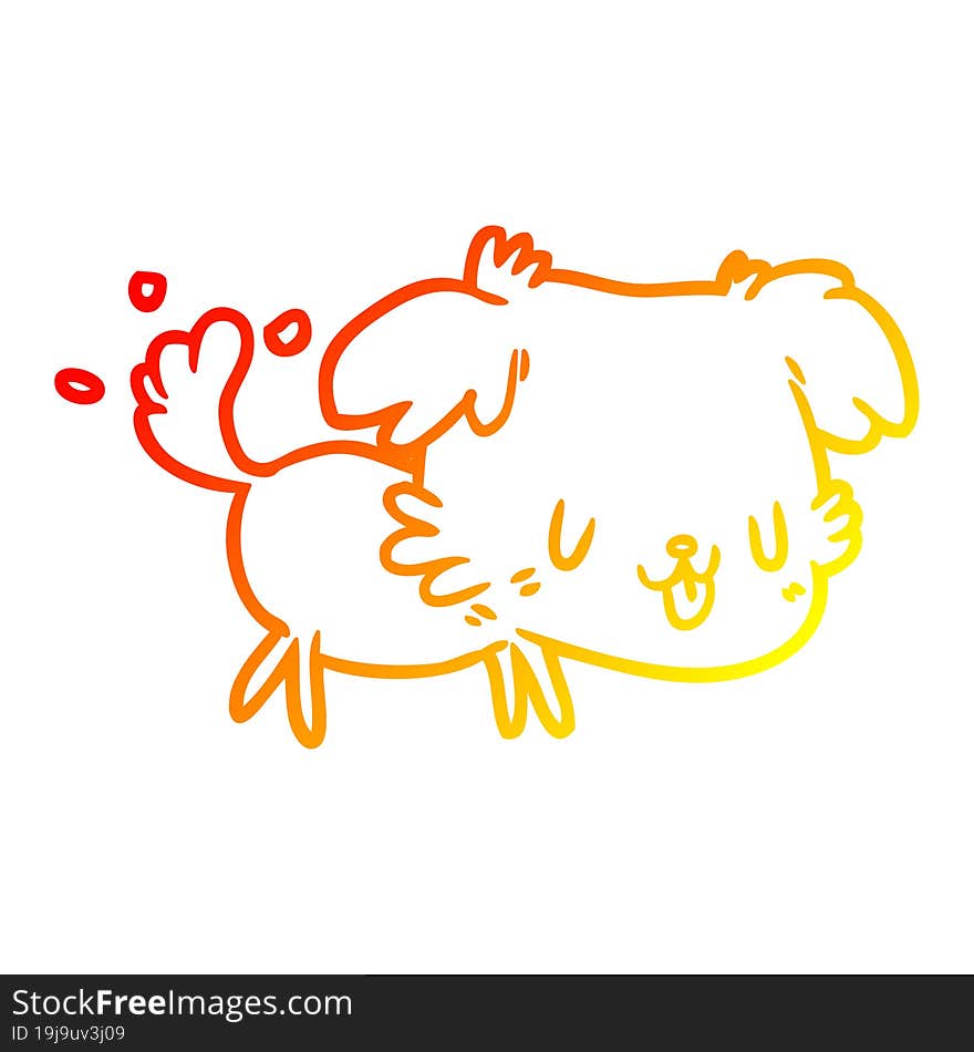 warm gradient line drawing cute dog wagging tail