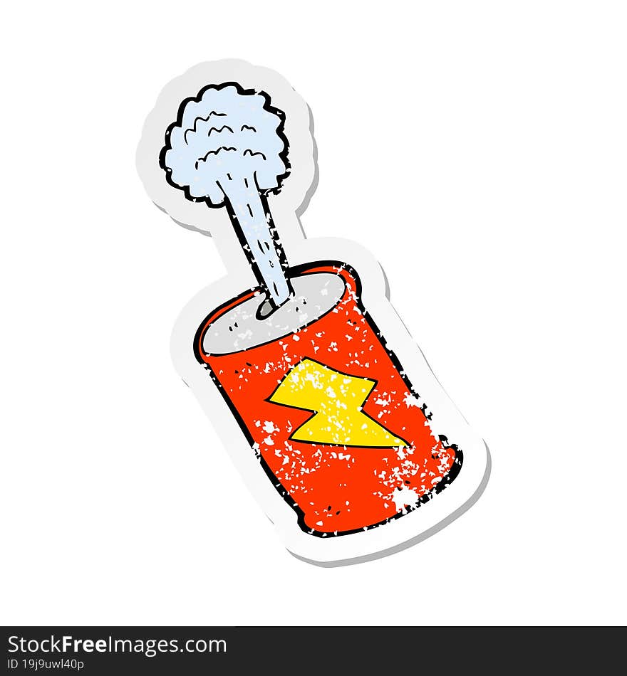 Retro Distressed Sticker Of A Cartoon Fizzing Soda Can