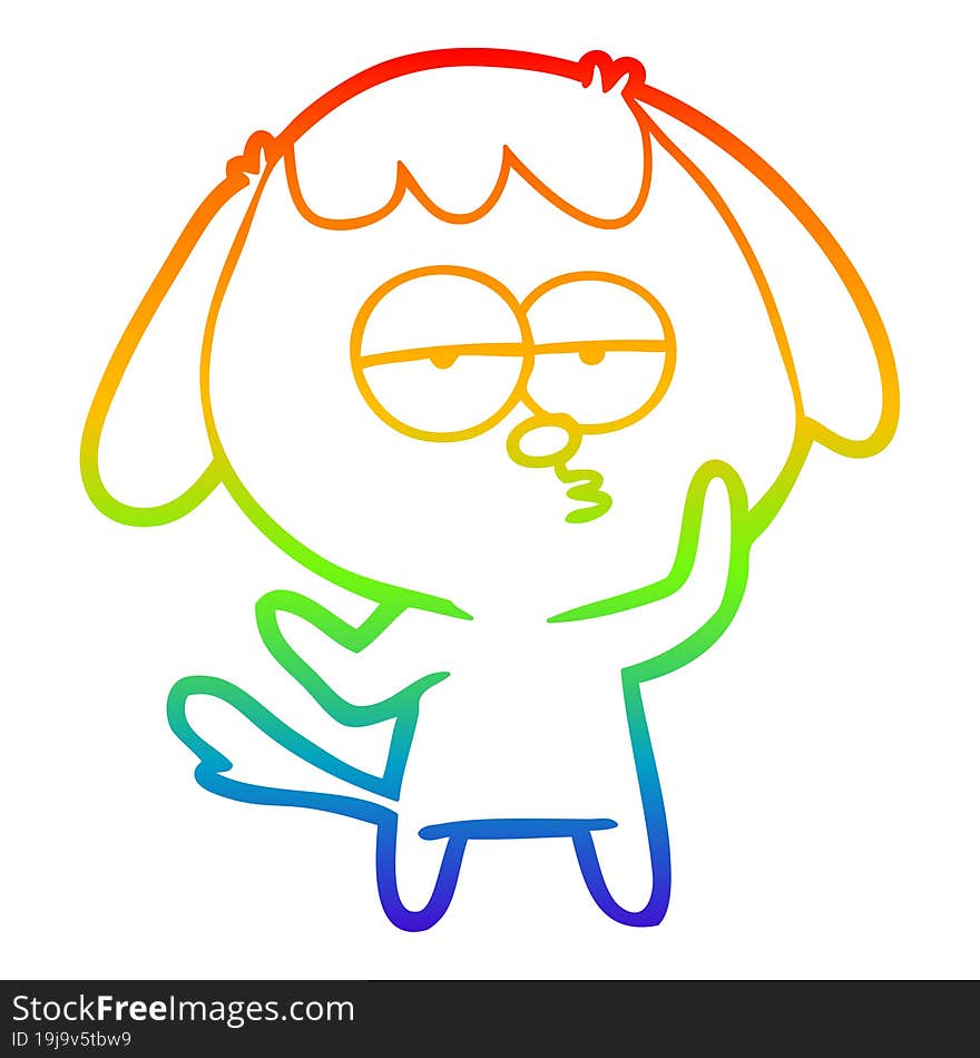 rainbow gradient line drawing cartoon tired dog