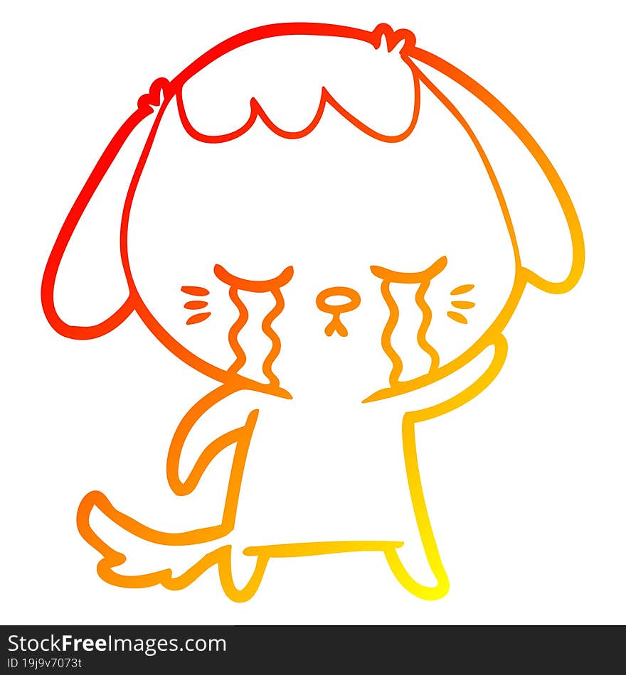 warm gradient line drawing cartoon crying dog