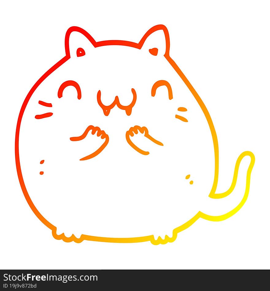 warm gradient line drawing happy cartoon cat