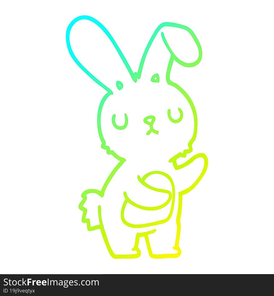 cold gradient line drawing of a cute cartoon rabbit